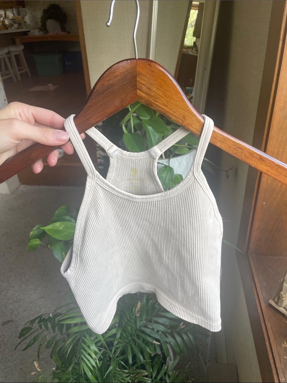 Free People Ribbed Cream Tank Top - Simple Racerback Style - Picture 6 of 8